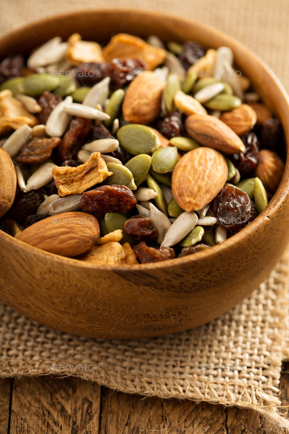Dried fruit and nuts trail mix Stock Photo by fahrwasser PhotoDune